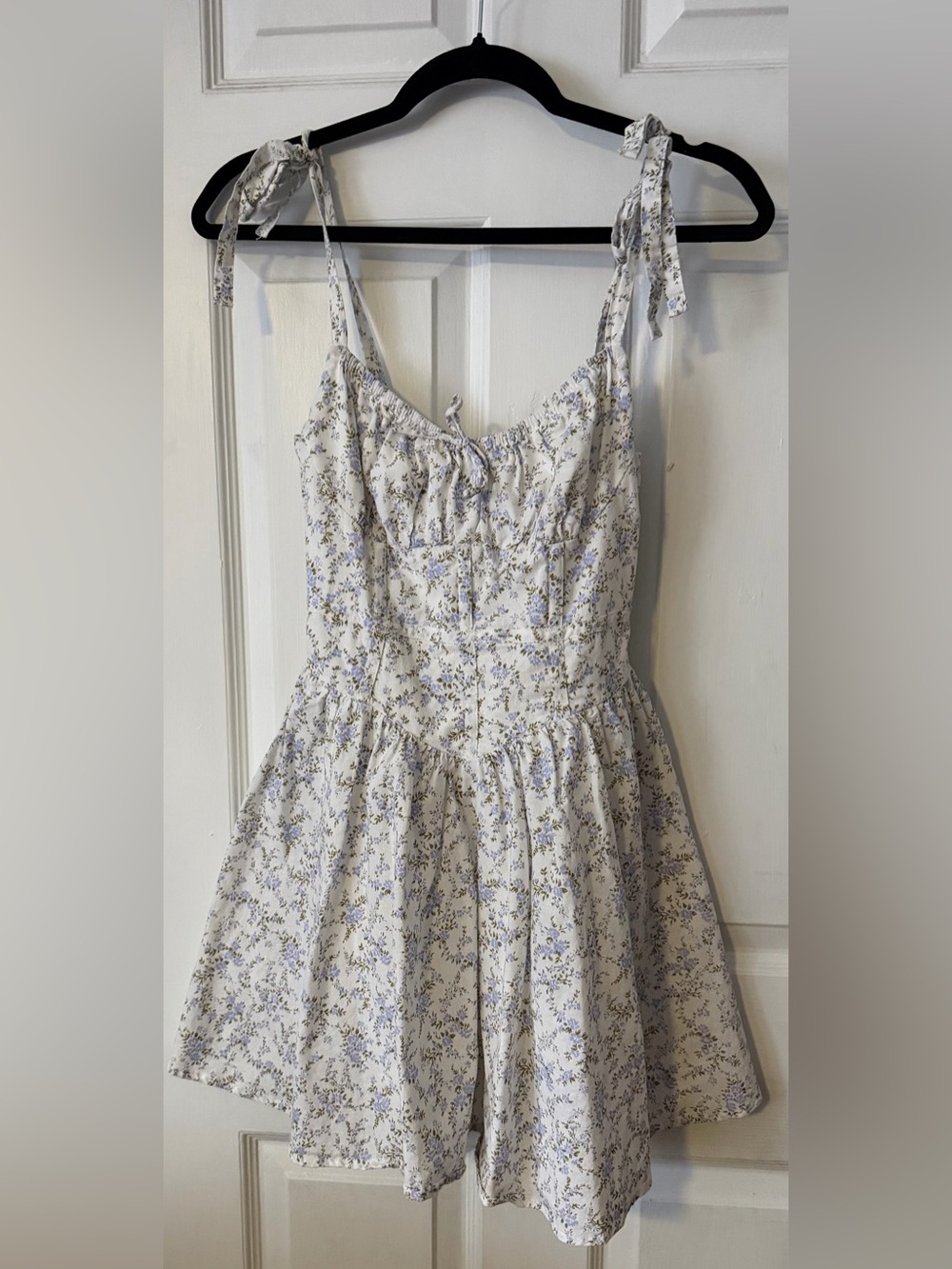 Olivaceous Lavender Floral Corset Mini Dress Cottagecore Fit & Flare Size Small
